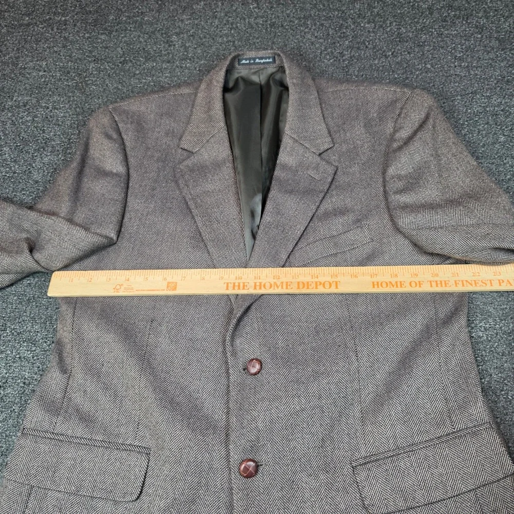 Savile Row Sport Coat Brown Herringbone Mens 44R Wool Blazer Formal Casual Wear